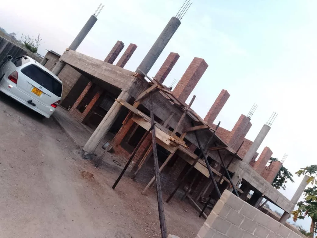 Double-storey house at first-floor construction stage