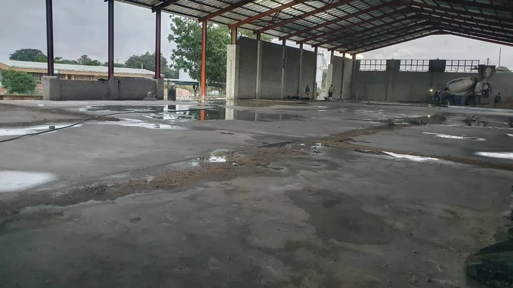 The completed steel warehouse structure