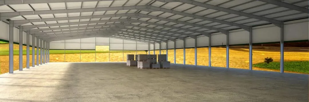 Architectural render of the steel warehouse